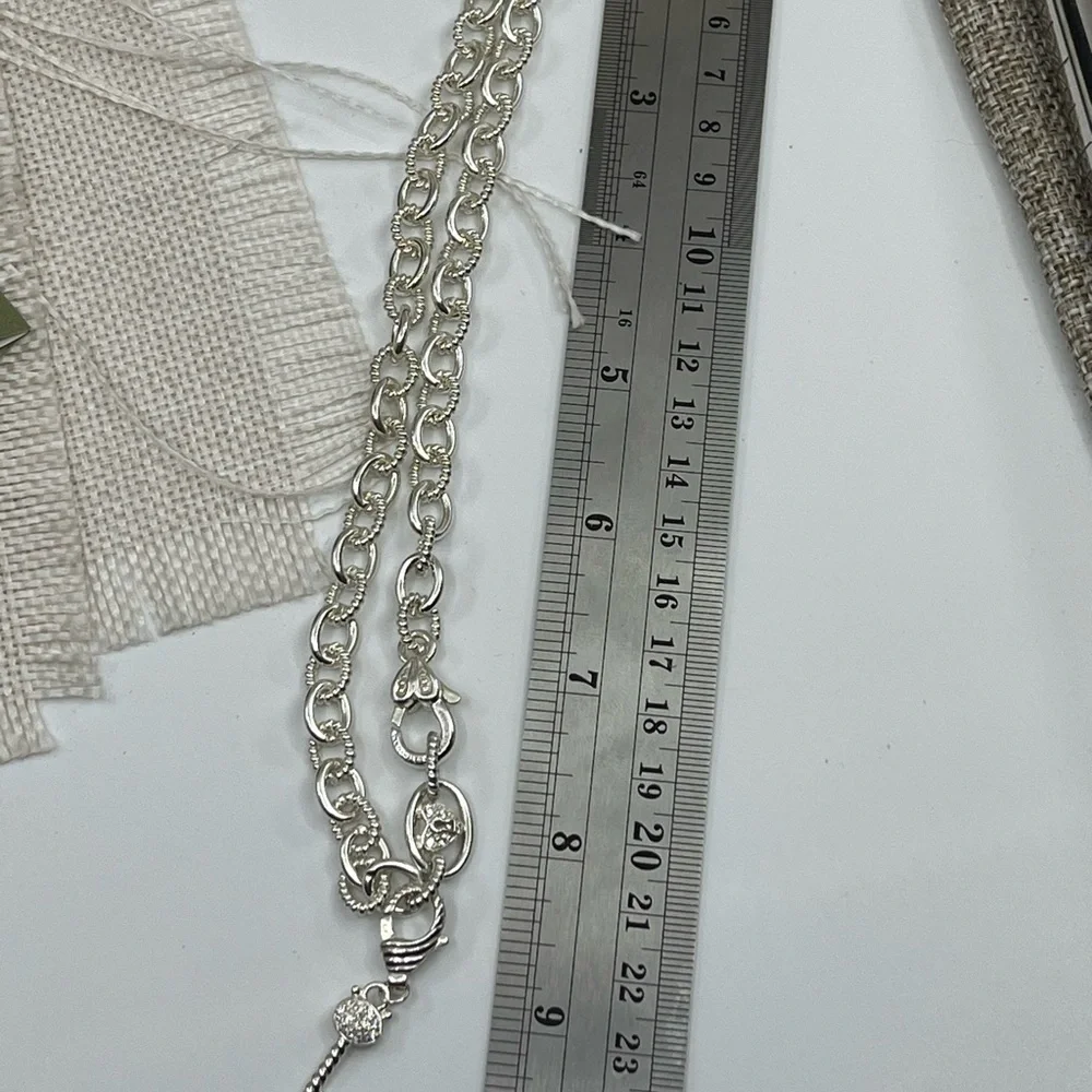 💎 Vintage Judith Ripka Sterling Silver Heart & Key Statement Necklace w/Box Cer - Picture 14 of 16